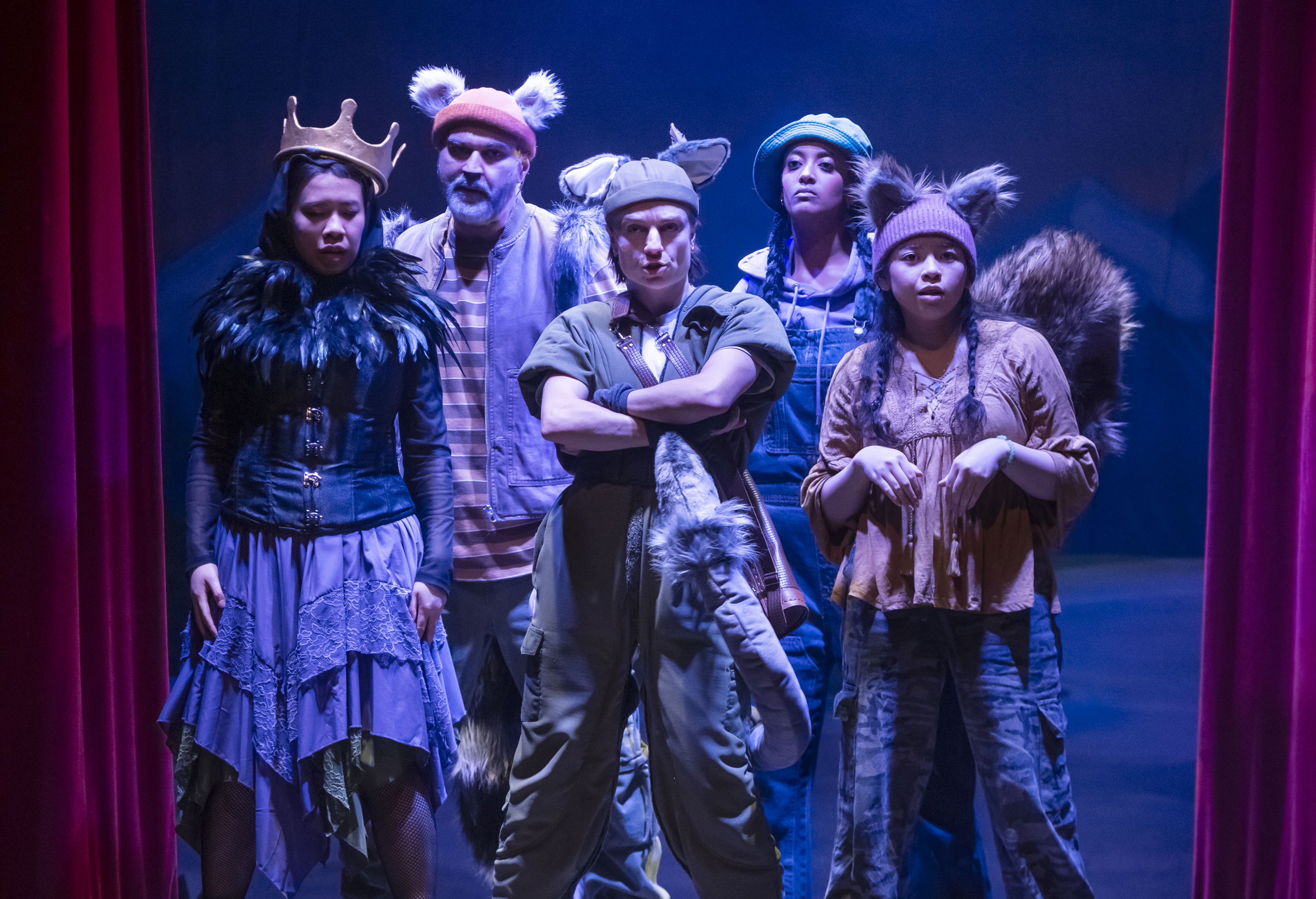 Stella Jack-Rennie, Munish Sharma, Hayley Sullivan, Sewit Eden Haile, Carol Chu_Photo by Emily Cooper_East Van Panto_ Robin Hood_2024_0045_cropped